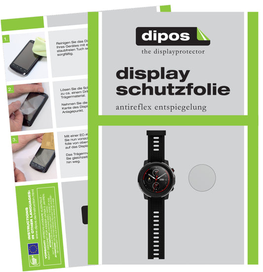 Matte Displayschutzfolie von dipos passend für Amazfit Smart Sport Watch 3, präziser Zuschnitt und blasenfrei montiert