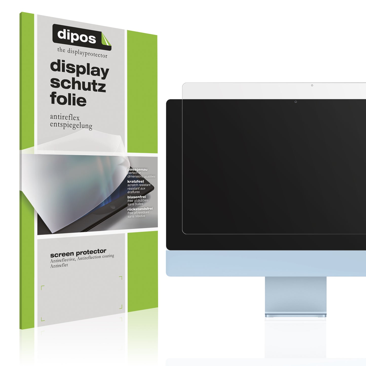 Matte Displayschutzfolie von dipos passend für Apple iMac M3 24 Zoll 2024, präziser Zuschnitt und blasenfrei montiert