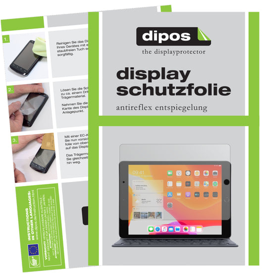 Matte Displayschutzfolie von dipos passend für Apple iPad 10.2 Zoll (2019), präziser Zuschnitt und blasenfrei montiert