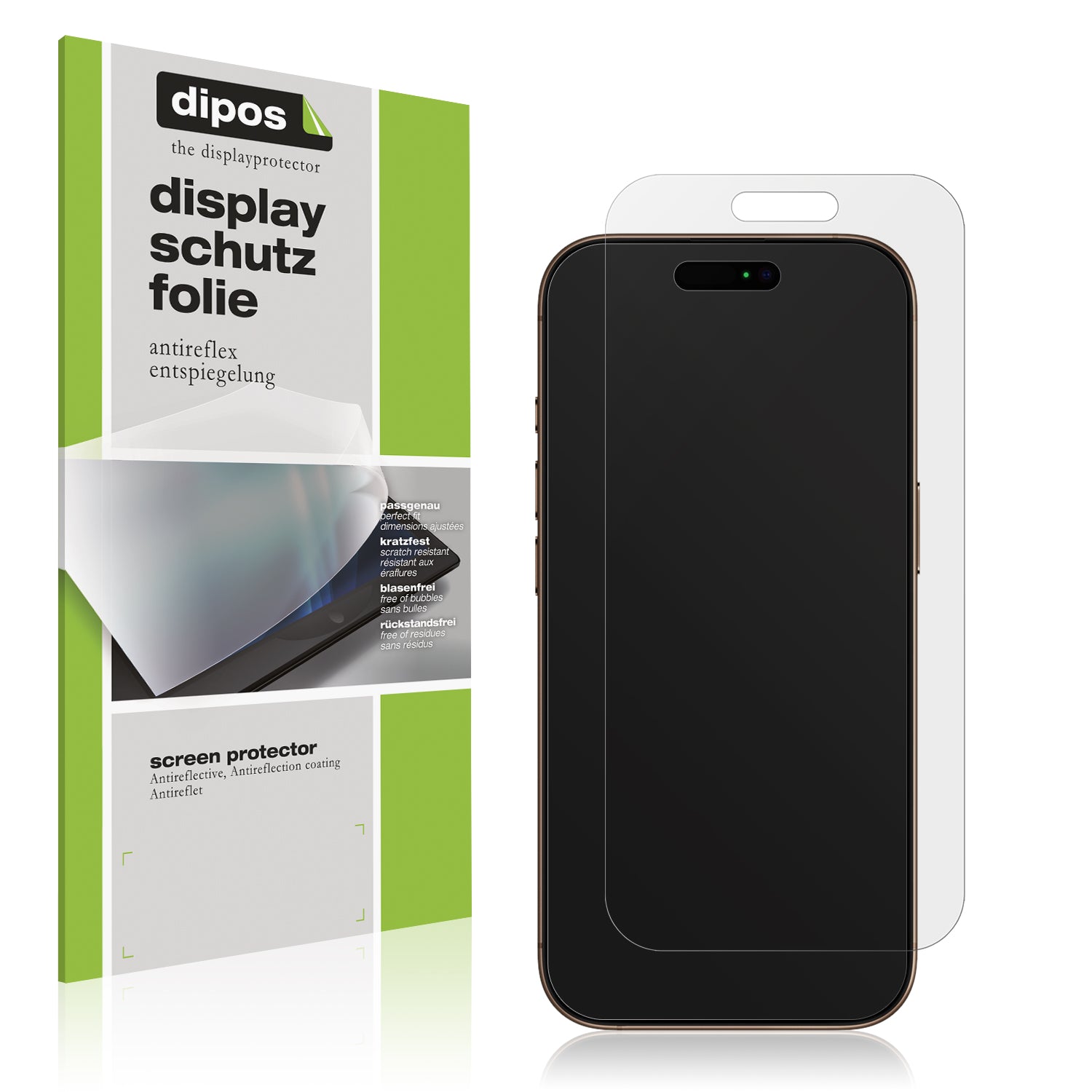 Matte Displayschutzfolie von dipos passend für Apple iPhone 16 Pro Max, präziser Zuschnitt und blasenfrei montiert