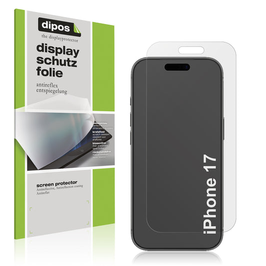 Matte Displayschutzfolie von dipos passend für Apple iPhone 17, präziser Zuschnitt und blasenfrei montiert