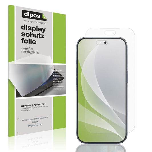 Matte Displayschutzfolie von dipos passend für Apple iPhone 18 Pro, präziser Zuschnitt und blasenfrei montiert