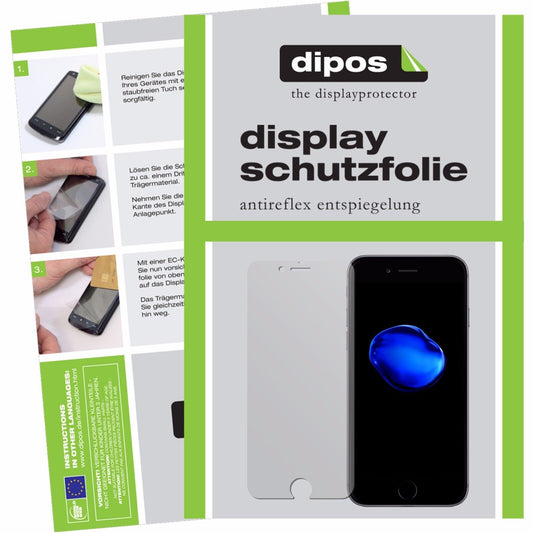 Matte Displayschutzfolie von dipos passend für Apple iPhone 7 Plus, präziser Zuschnitt und blasenfrei montiert