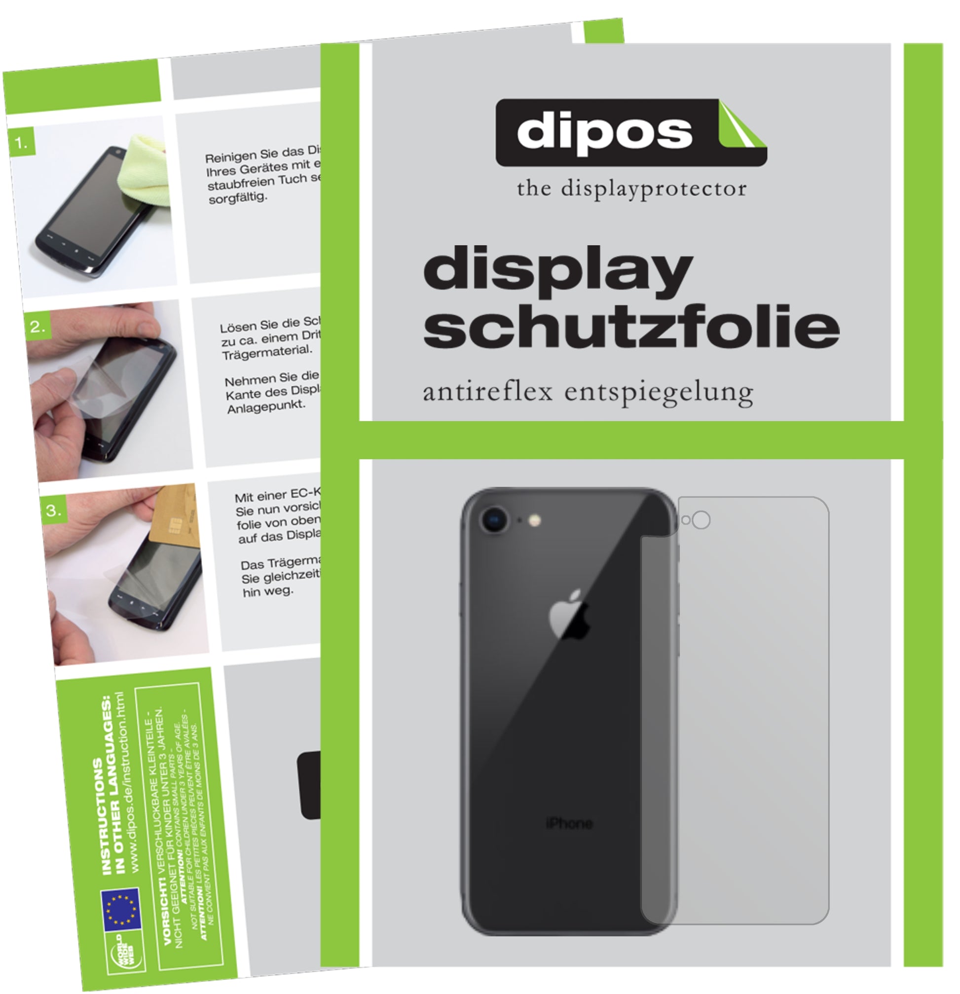 Matte Displayschutzfolie von dipos passend für Apple iPhone SE (2020) Rückseite, präziser Zuschnitt und blasenfrei montiert
