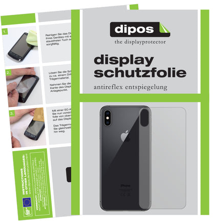 Matte Displayschutzfolie von dipos passend für Apple iPhone XS Max Rückseite, präziser Zuschnitt und blasenfrei montiert