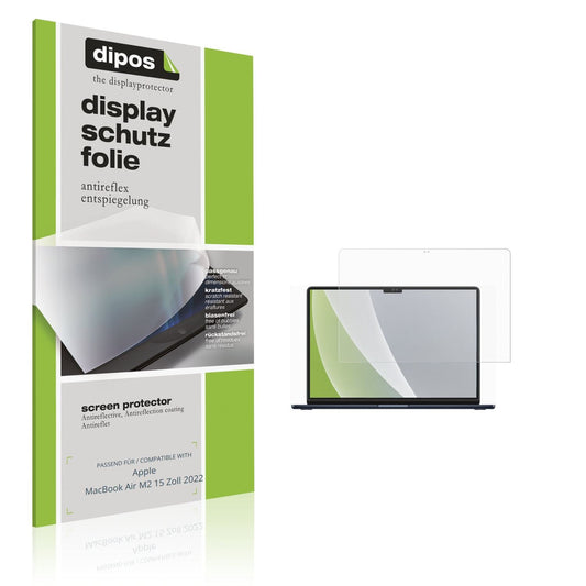 Matte Displayschutzfolie von dipos passend für Apple MacBook Air M2 15 Zoll 2022, präziser Zuschnitt und blasenfrei montiert