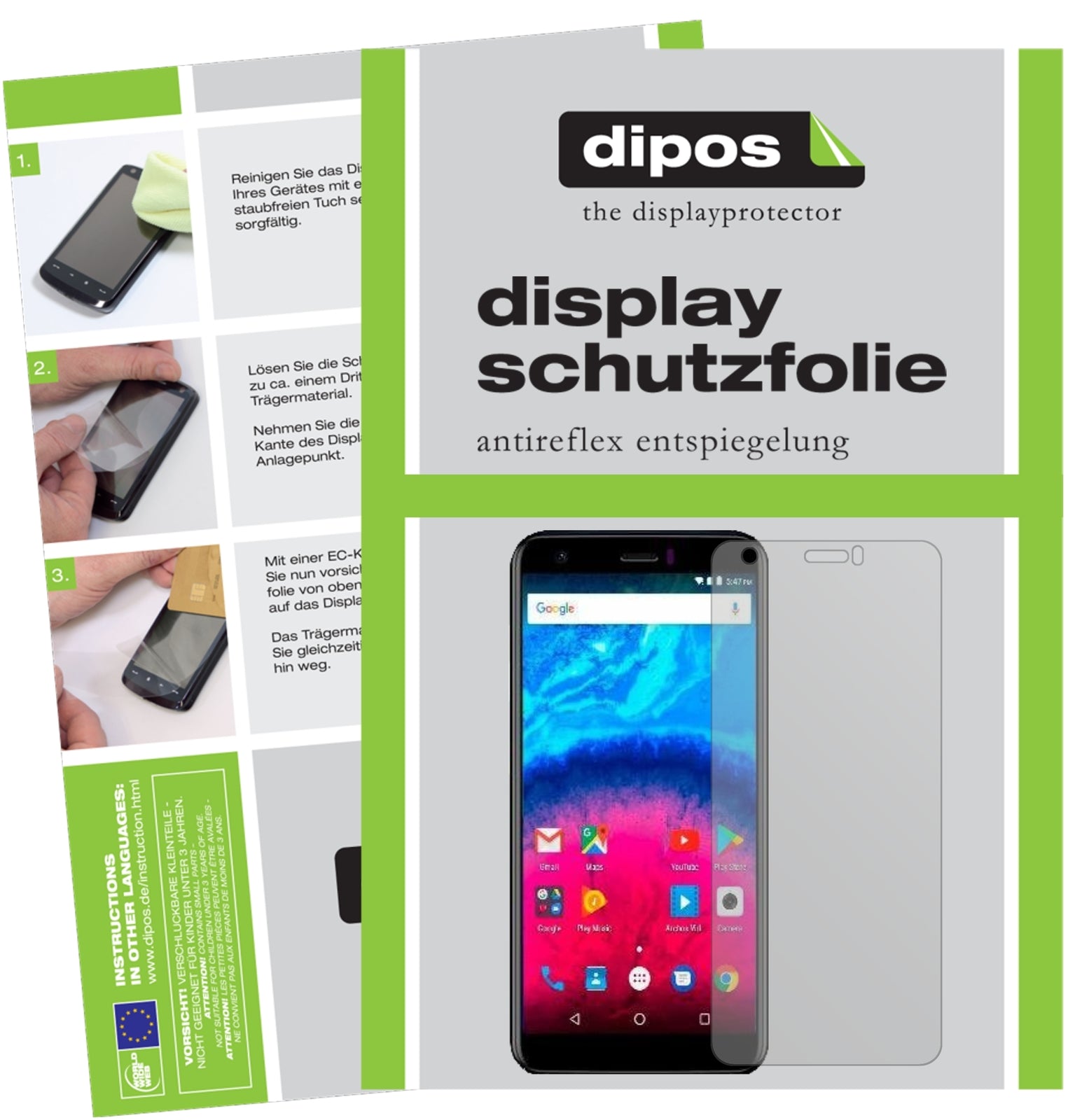 Matte Displayschutzfolie von dipos passend für Archos Core 55S, präziser Zuschnitt und blasenfrei montiert
