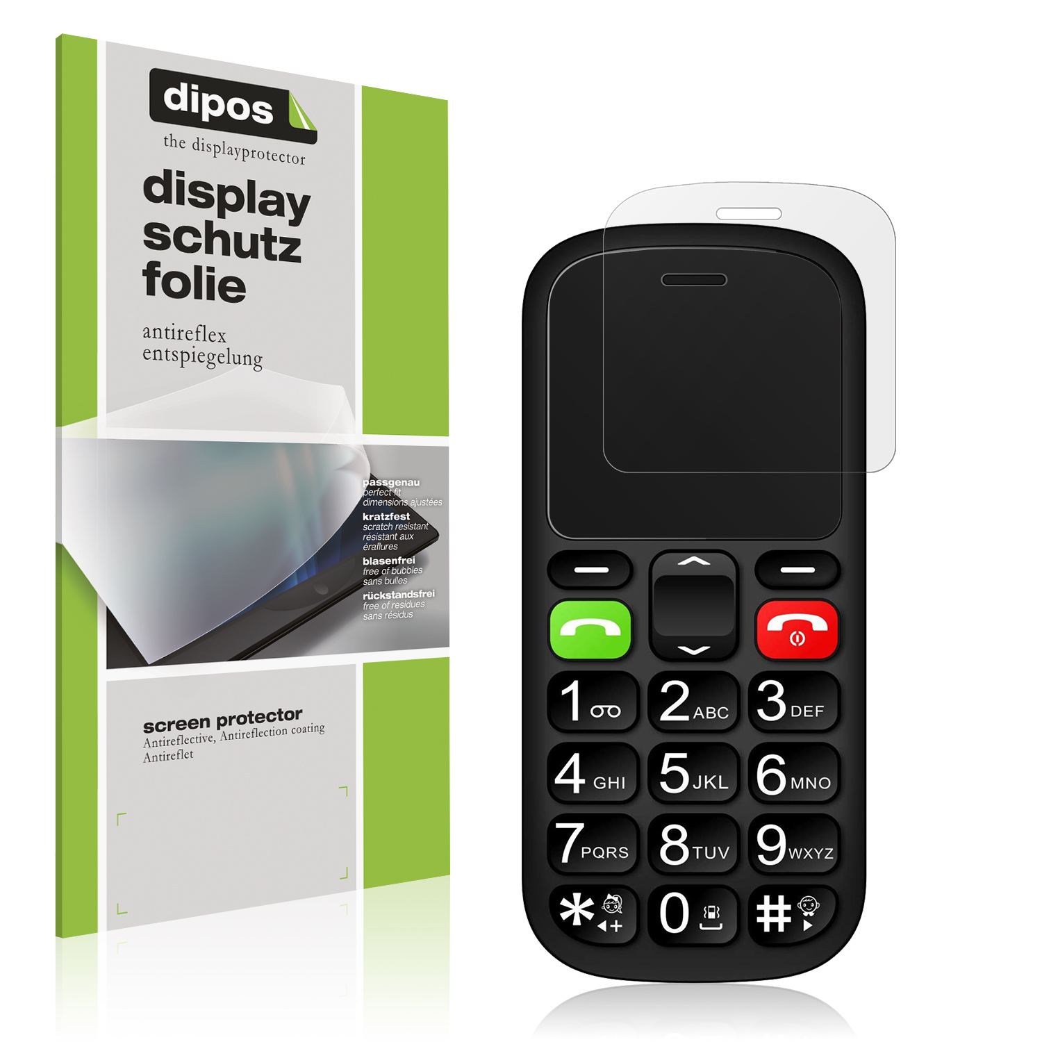 Matte Displayschutzfolie von dipos passend für artfone CS181 Seniorenhandy, präziser Zuschnitt und blasenfrei montiert