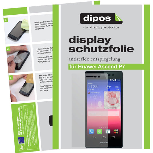 Matte Displayschutzfolie von dipos passend für Ascend P7 Huawei, präziser Zuschnitt und blasenfrei montiert