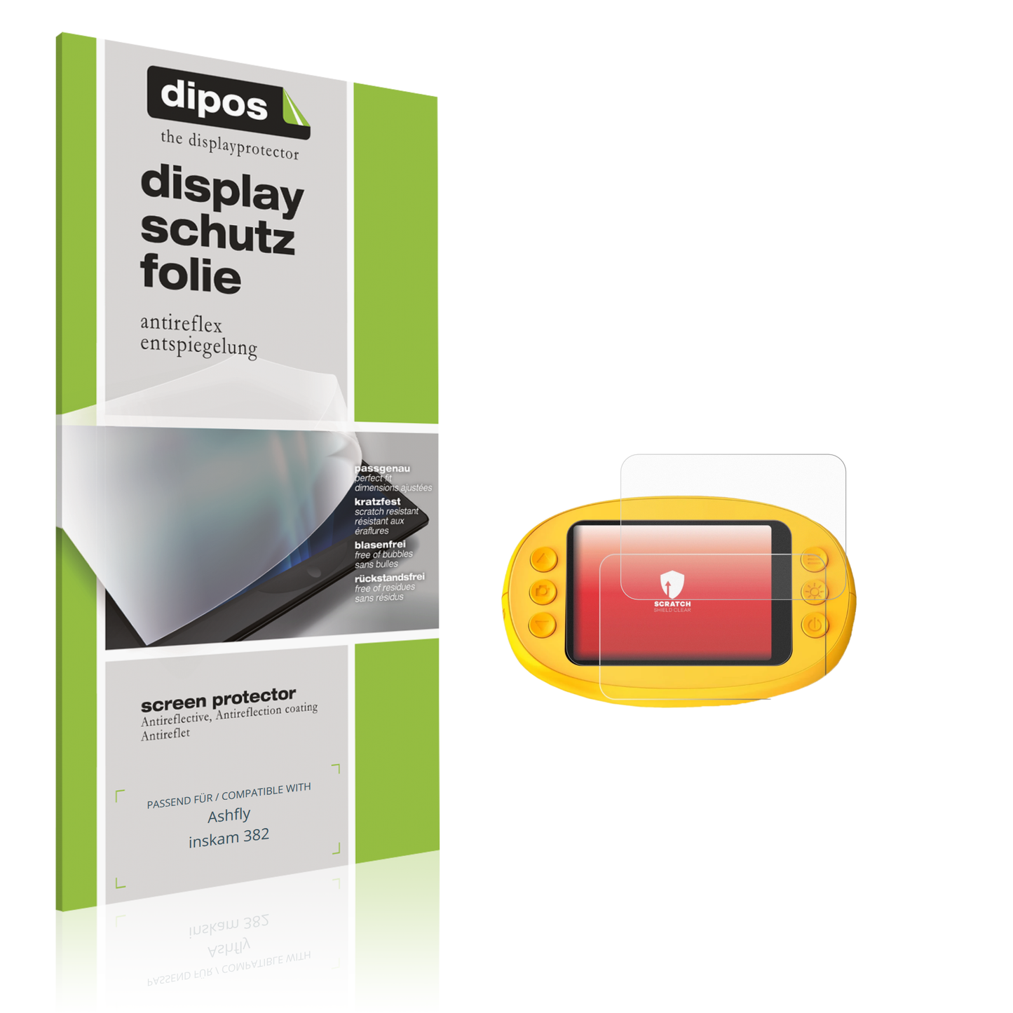Matte Displayschutzfolie von dipos passend für Ashfly inskam 382, präziser Zuschnitt und blasenfrei montiert