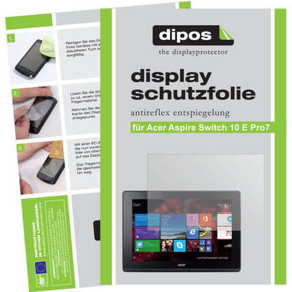 Matte Displayschutzfolie von dipos passend für Aspire Switch 10 E Pro7 Acer, präziser Zuschnitt und blasenfrei montiert