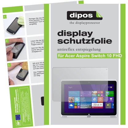 Matte Displayschutzfolie von dipos passend für Aspire Switch 10 FHD Acer, präziser Zuschnitt und blasenfrei montiert