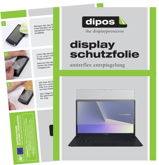 Matte Displayschutzfolie von dipos passend für Asus ZenBook S UX391UA, präziser Zuschnitt und blasenfrei montiert