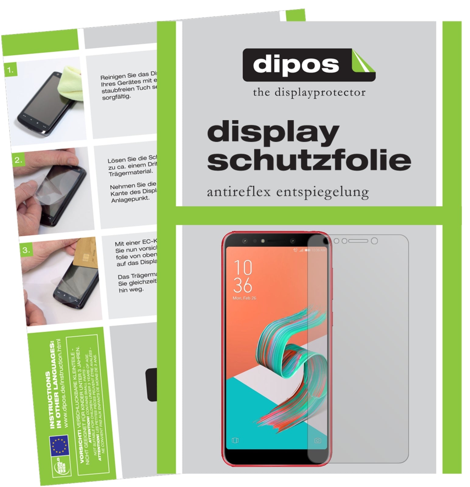 Matte Displayschutzfolie von dipos passend für Asus Zenfone 5 Lite (ZC600KL), präziser Zuschnitt und blasenfrei montiert