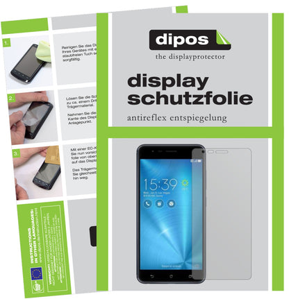Matte Displayschutzfolie von dipos passend für Asus ZenFone Zoom S, präziser Zuschnitt und blasenfrei montiert