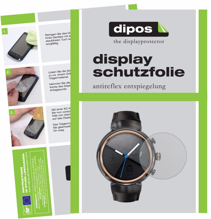 Matte Displayschutzfolie von dipos passend für Asus ZenWatch 3, präziser Zuschnitt und blasenfrei montiert