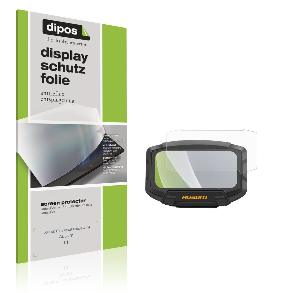 Matte Displayschutzfolie von dipos passend für Ausom L1, präziser Zuschnitt und blasenfrei montiert