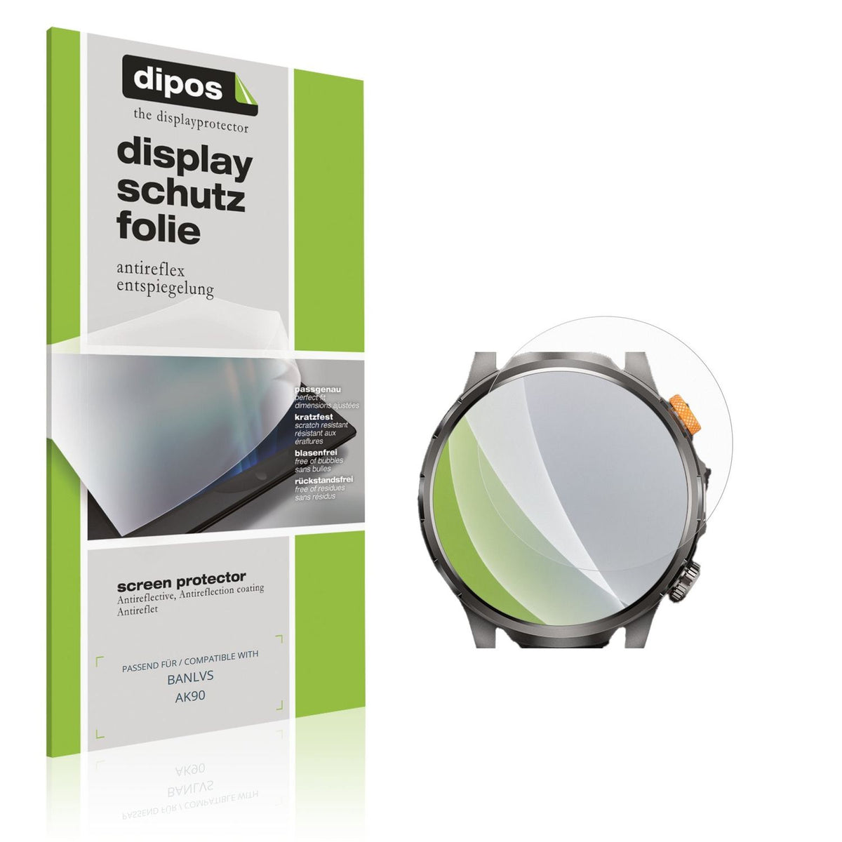 Matte Displayschutzfolie von dipos passend für BANLVS AK90, präziser Zuschnitt und blasenfrei montiert