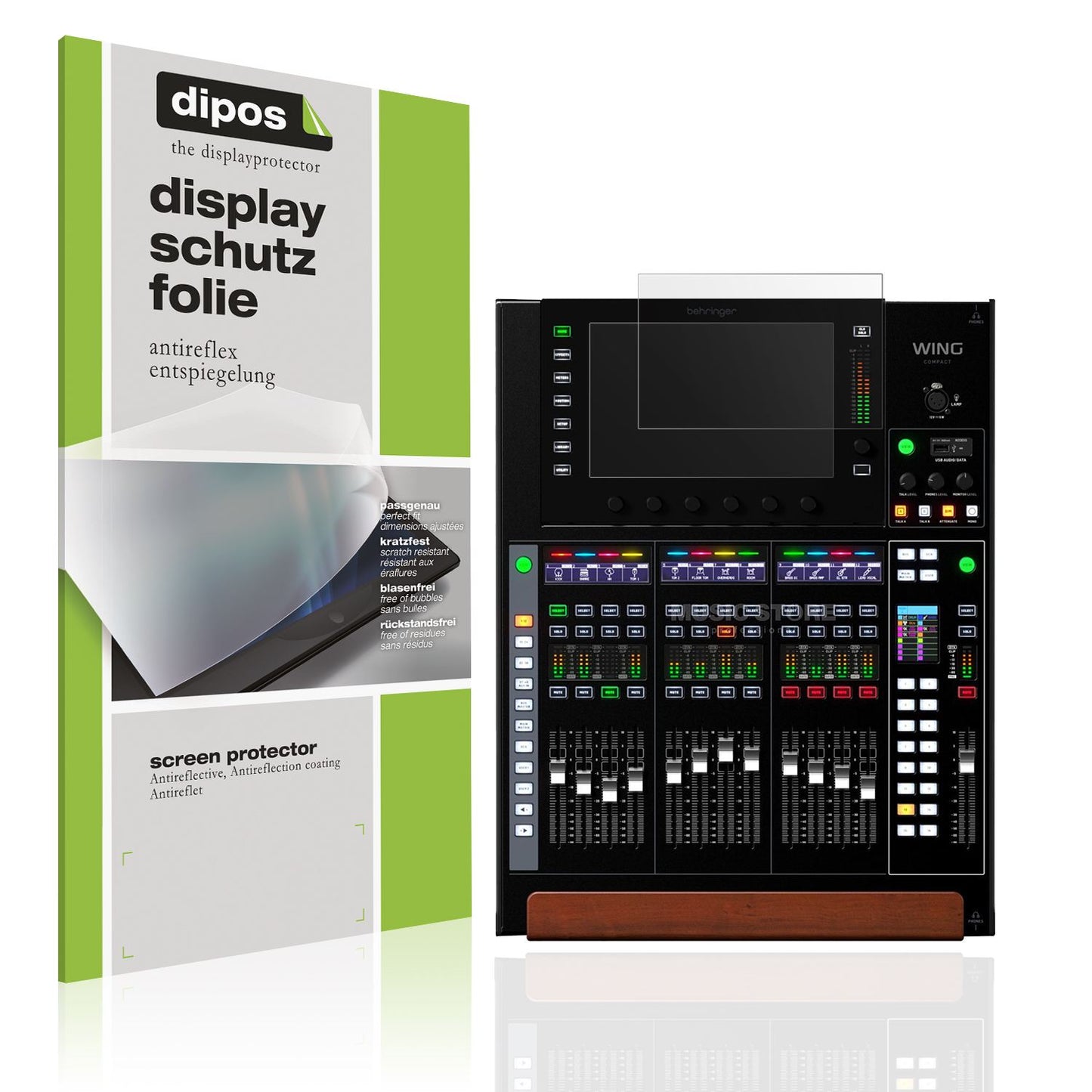 Matte Displayschutzfolie von dipos passend für Behringer Wing Compact, präziser Zuschnitt und blasenfrei montiert