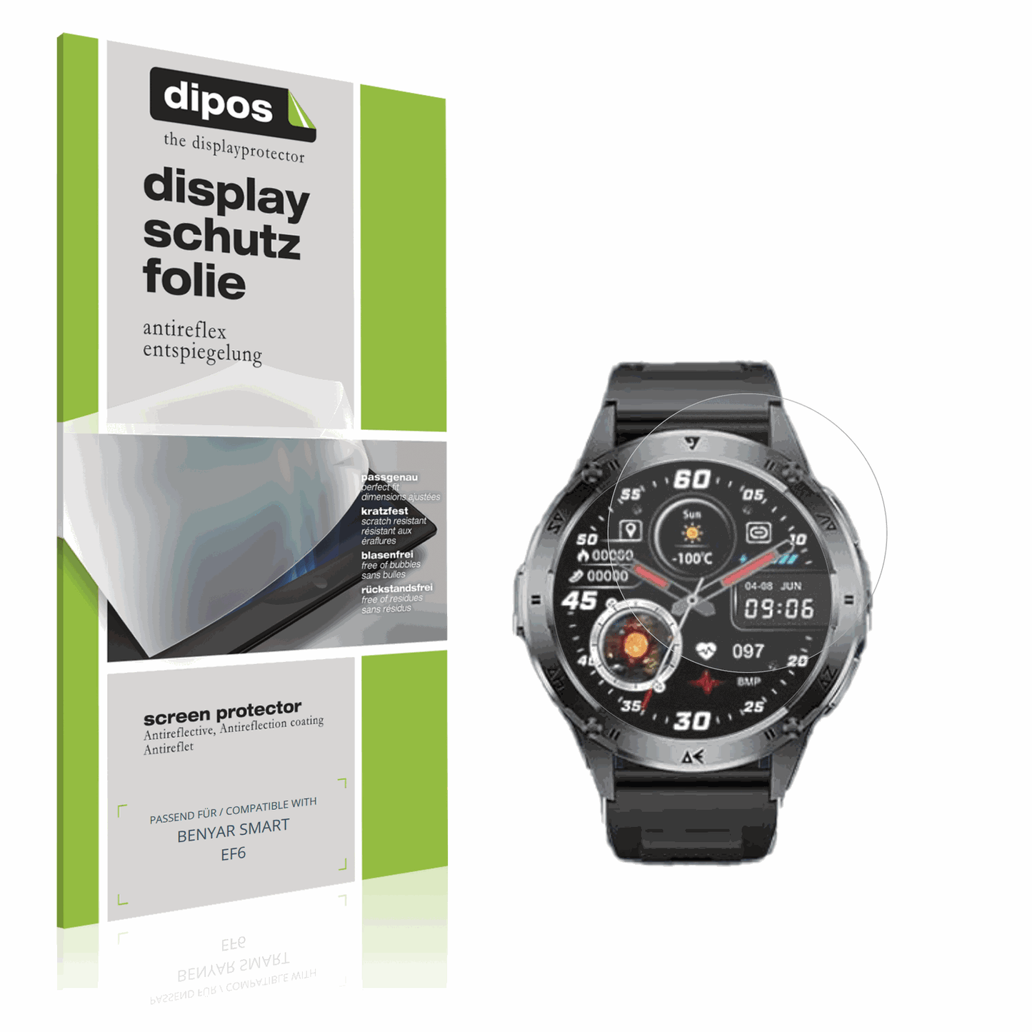 Matte Displayschutzfolie von dipos passend für BENYAR SMART EF6, präziser Zuschnitt und blasenfrei montiert