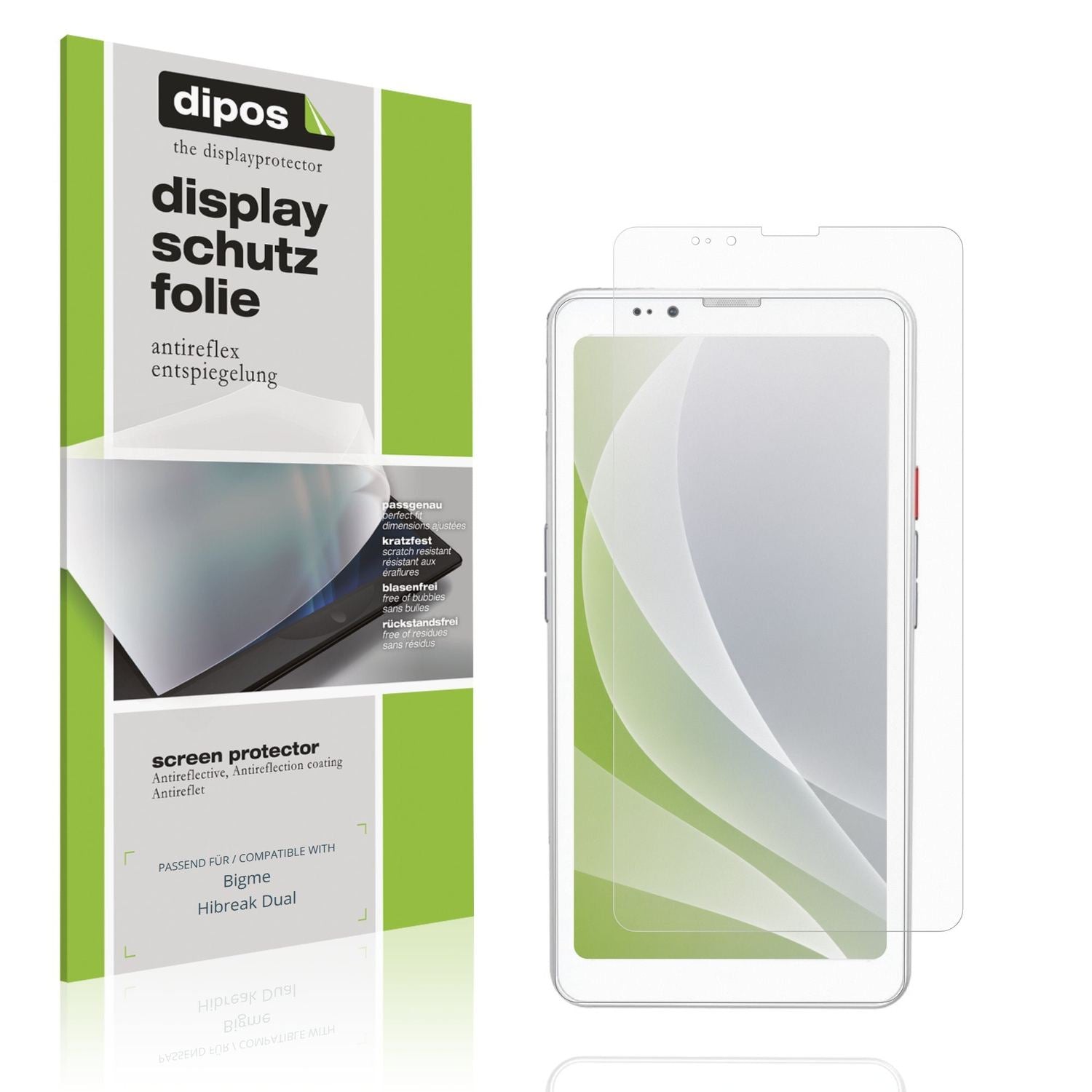 Matte Displayschutzfolie von dipos passend für Bigme Hibreak Dual, präziser Zuschnitt und blasenfrei montiert