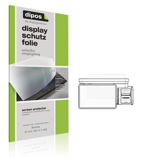 Matte Displayschutzfolie von dipos passend für Bizerba Q1 pro 100 12.1 Zoll, präziser Zuschnitt und blasenfrei montiert
