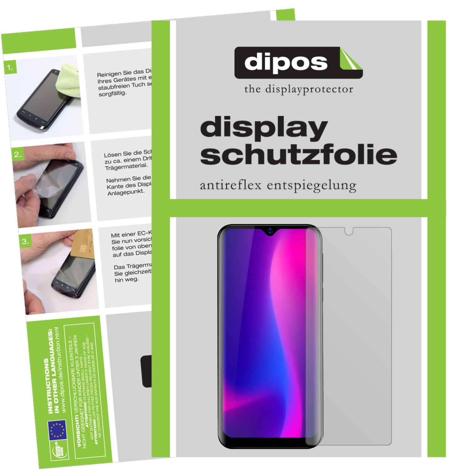 Matte Displayschutzfolie von dipos passend für Blackview A60 Pro (2019), präziser Zuschnitt und blasenfrei montiert