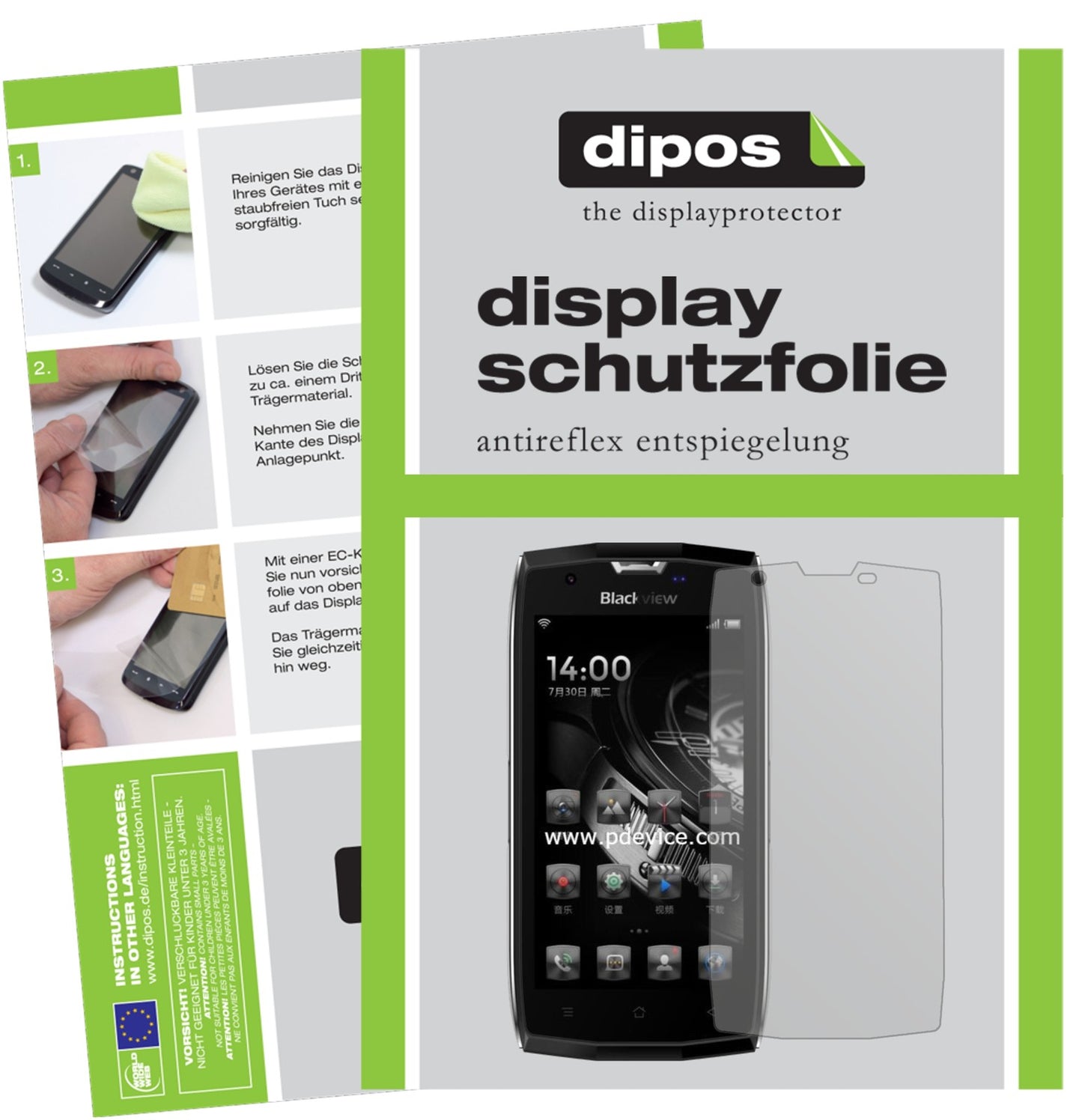 Matte Displayschutzfolie von dipos passend für Blackview BV7000 Pro, präziser Zuschnitt und blasenfrei montiert
