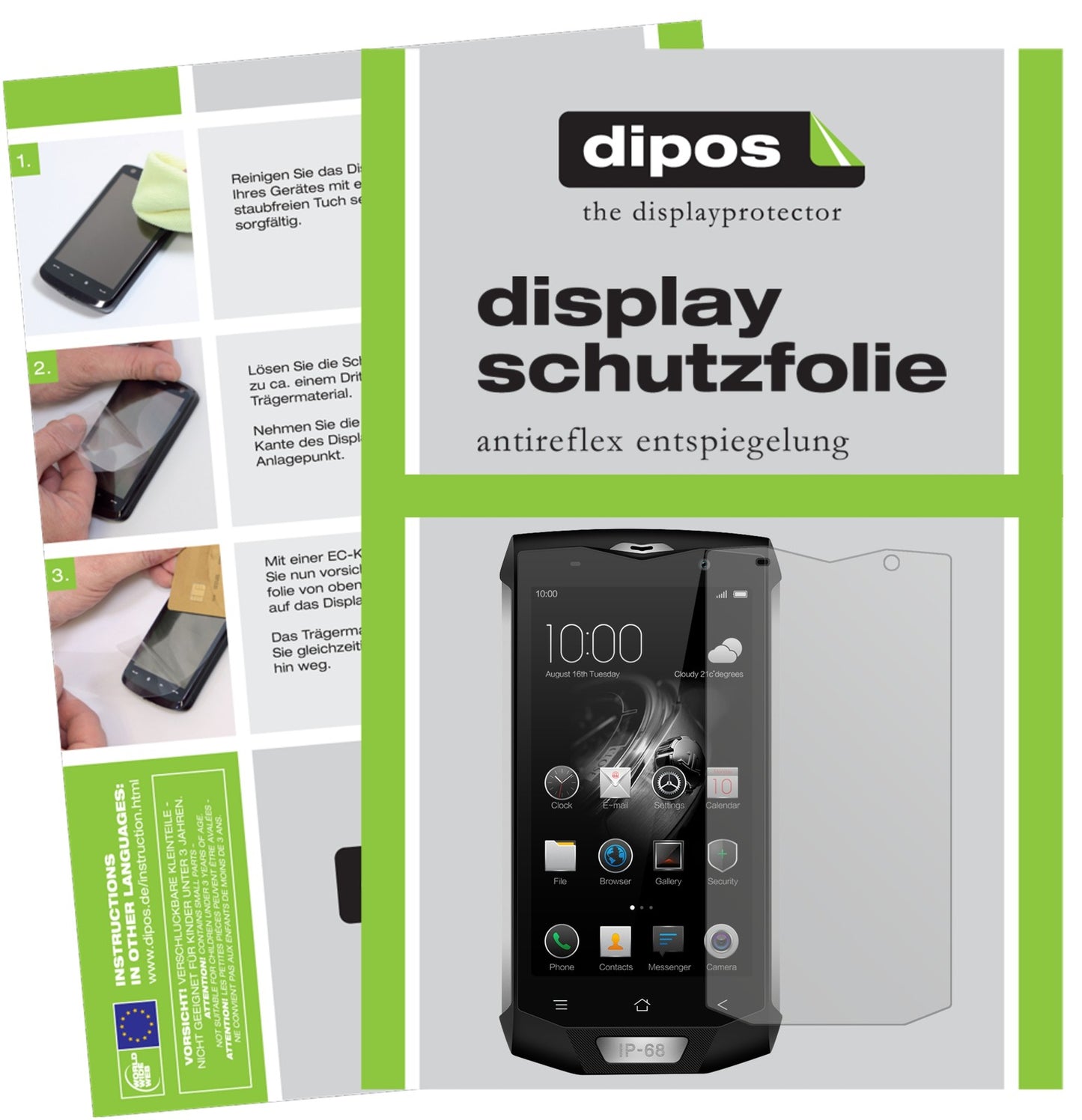 Matte Displayschutzfolie von dipos passend für Blackview BV8000 Pro, präziser Zuschnitt und blasenfrei montiert
