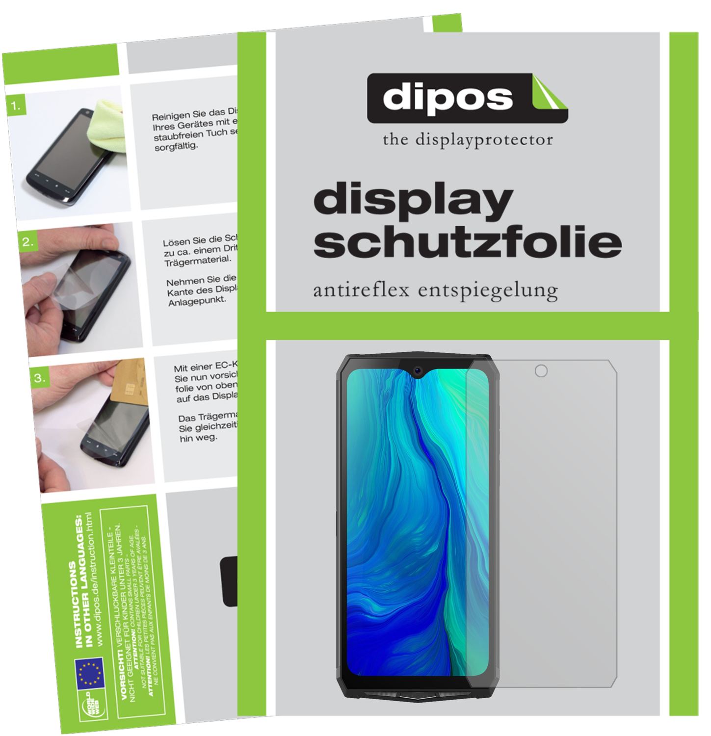 Matte Displayschutzfolie von dipos passend für Blackview BV9100, präziser Zuschnitt und blasenfrei montiert