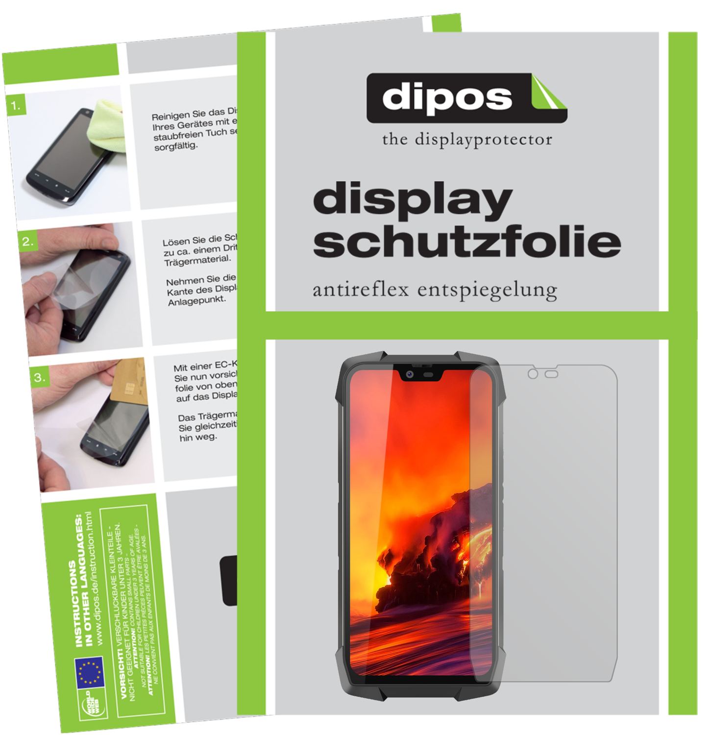 Matte Displayschutzfolie von dipos passend für Blackview BV9700 Pro, präziser Zuschnitt und blasenfrei montiert