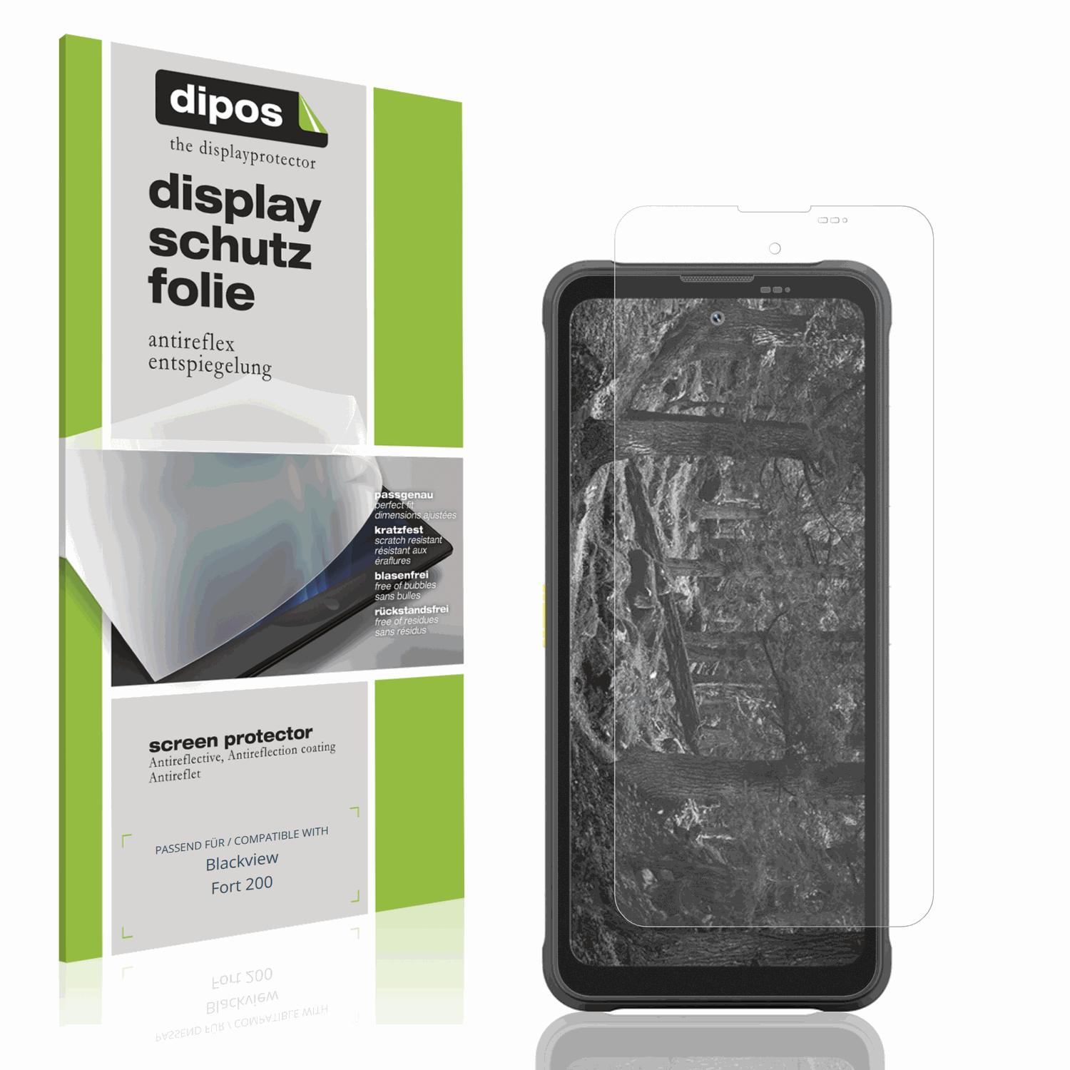 Matte Displayschutzfolie von dipos passend für Blackview Fort 200, präziser Zuschnitt und blasenfrei montiert