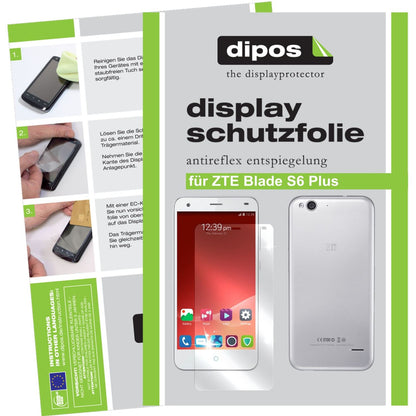 Matte Displayschutzfolie von dipos passend für Blade S6 Plus ZTE, präziser Zuschnitt und blasenfrei montiert