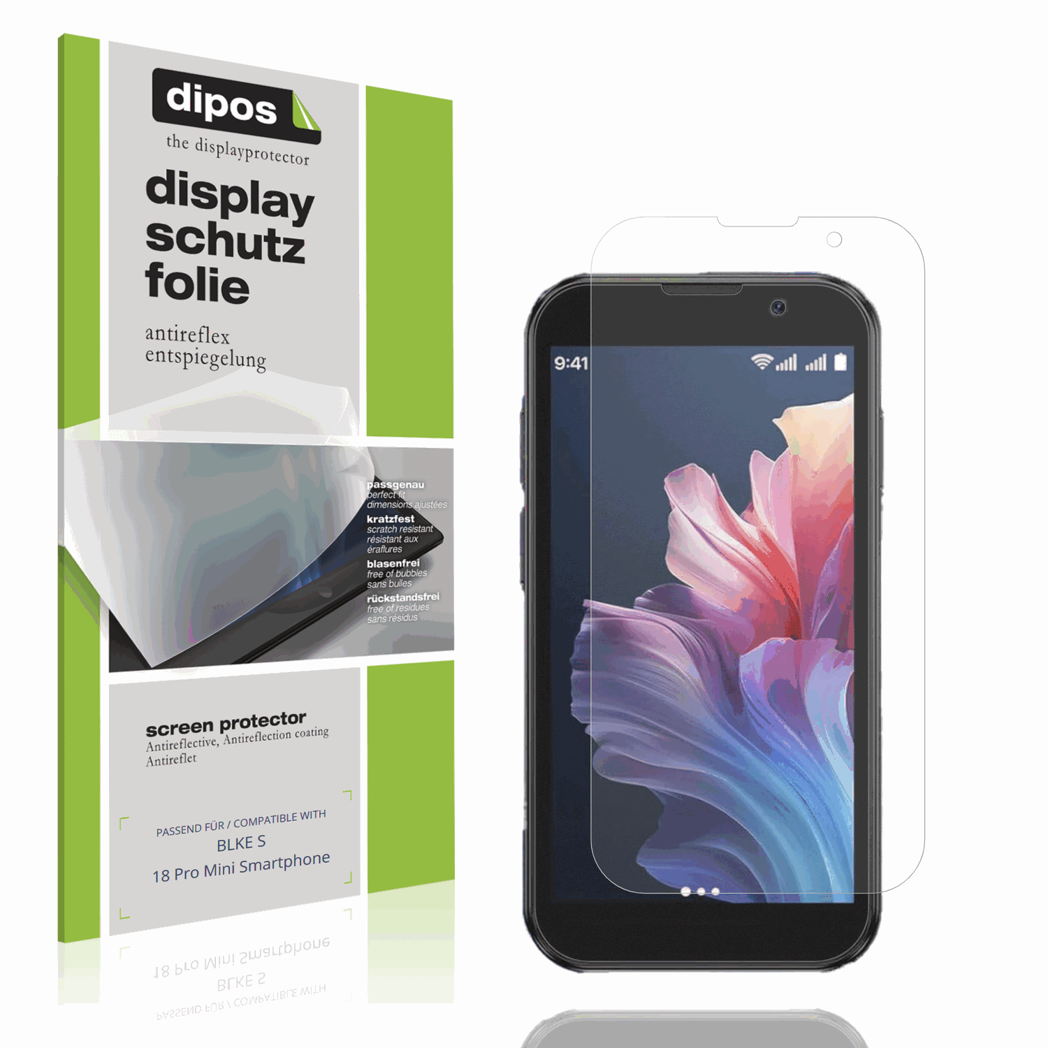 Matte Displayschutzfolie von dipos passend für BLKE S 18 Pro Mini Smartphone, präziser Zuschnitt und blasenfrei montiert
