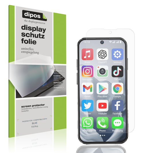 Matte Displayschutzfolie von dipos passend für BLKE 19 Pro, präziser Zuschnitt und blasenfrei montiert