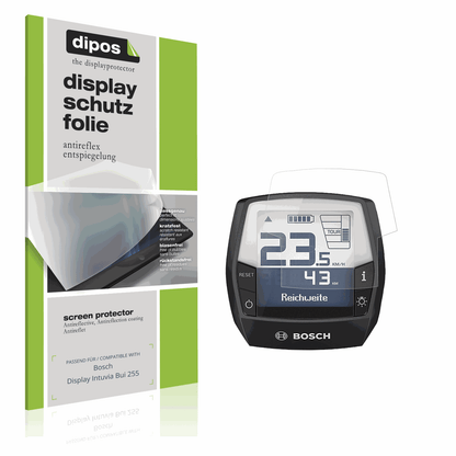 Matte Displayschutzfolie von dipos passend für Bosch Display Intuvia Bui 255, präziser Zuschnitt und blasenfrei montiert