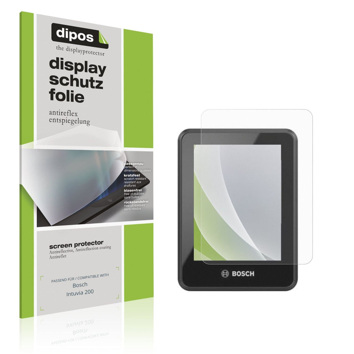 Matte Displayschutzfolie von dipos passend für Bosch Intuvia 200, präziser Zuschnitt und blasenfrei montiert