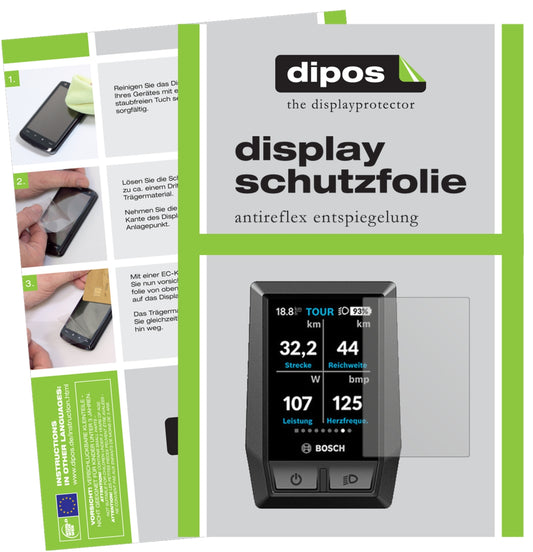 Matte Displayschutzfolie von dipos passend für Bosch Kiox e-Bike Display, präziser Zuschnitt und blasenfrei montiert