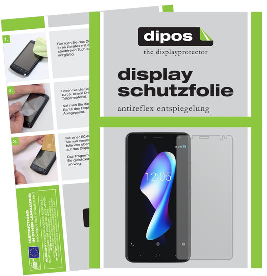 Matte Displayschutzfolie von dipos passend für BQ Aquaris V Plus, präziser Zuschnitt und blasenfrei montiert