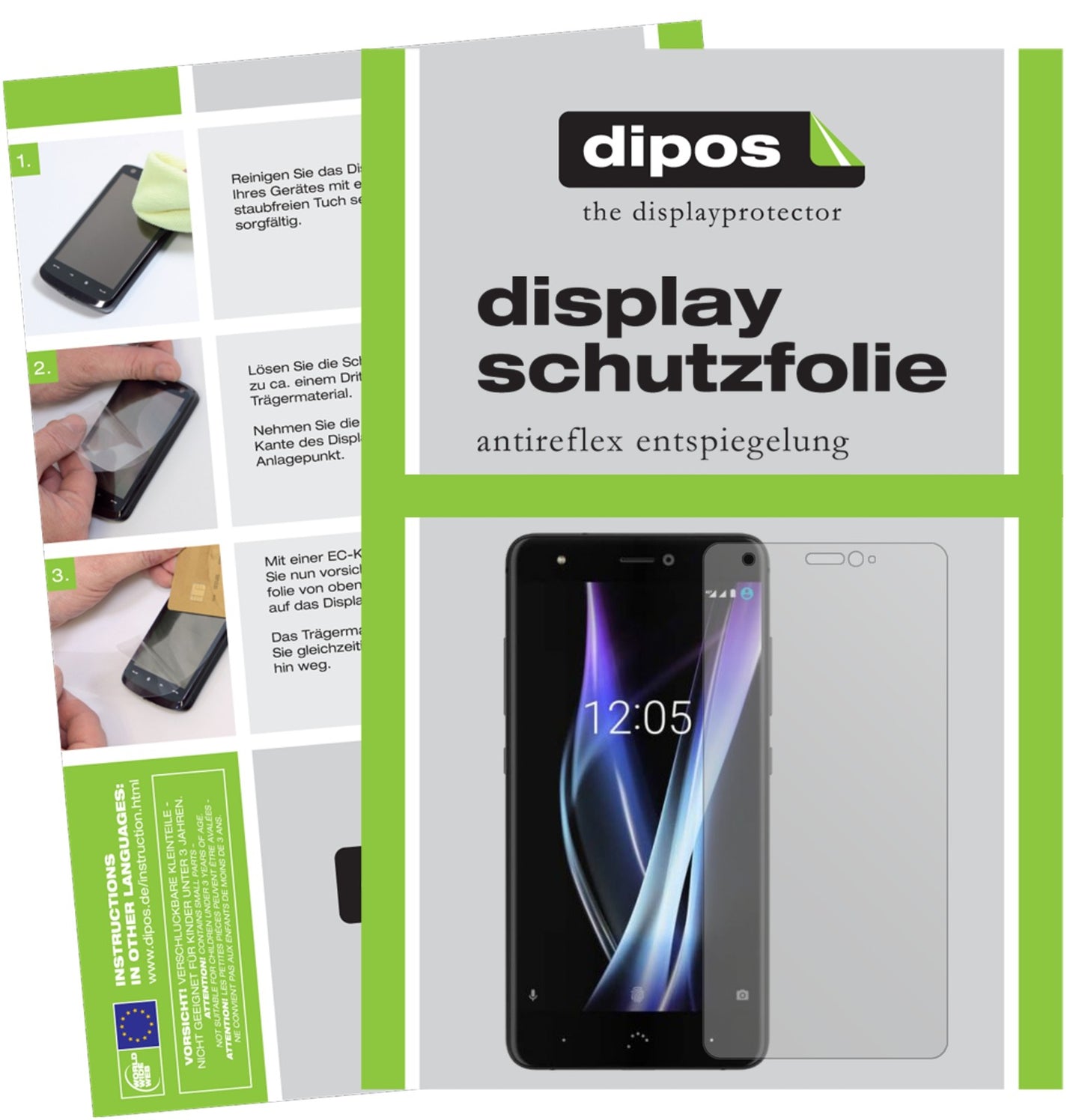 Matte Displayschutzfolie von dipos passend für BQ Aquaris X Pro, präziser Zuschnitt und blasenfrei montiert