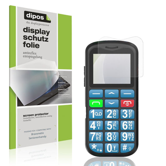 Matte Displayschutzfolie von dipos passend für Bravonetix Seniorenhandy, präziser Zuschnitt und blasenfrei montiert