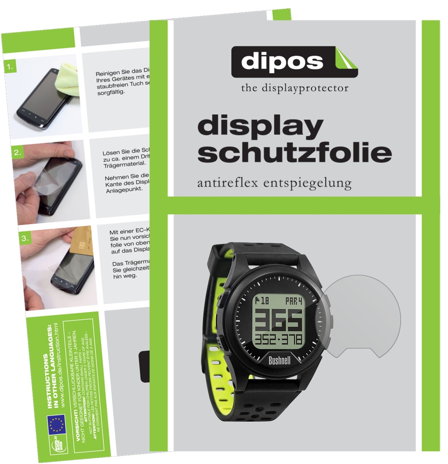 Matte Displayschutzfolie von dipos passend für Bushnell Golf 2017 Neo iON, präziser Zuschnitt und blasenfrei montiert