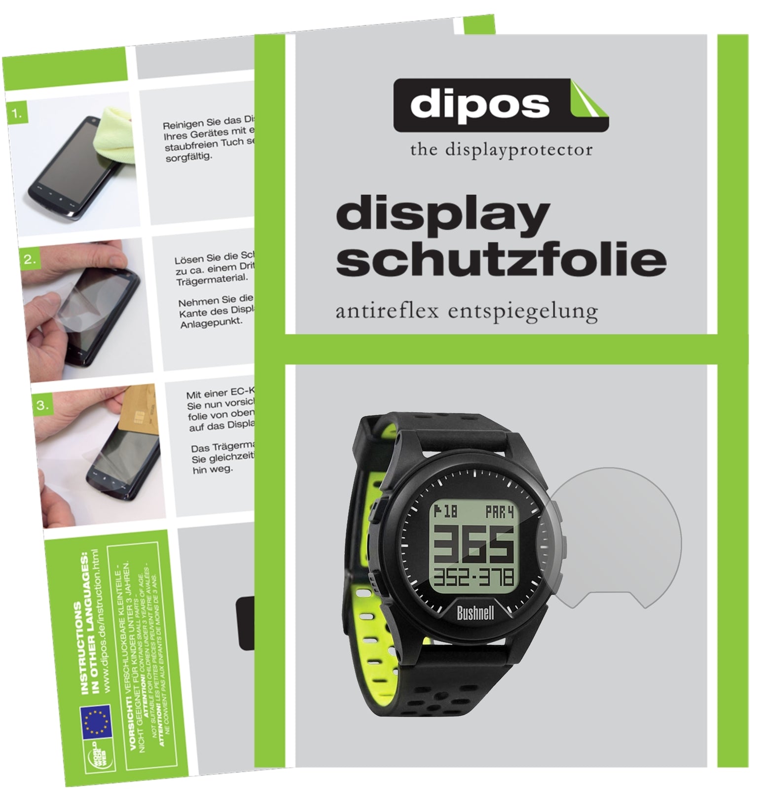 Matte Displayschutzfolie von dipos passend für Bushnell Golf 2017 Neo iON, präziser Zuschnitt und blasenfrei montiert