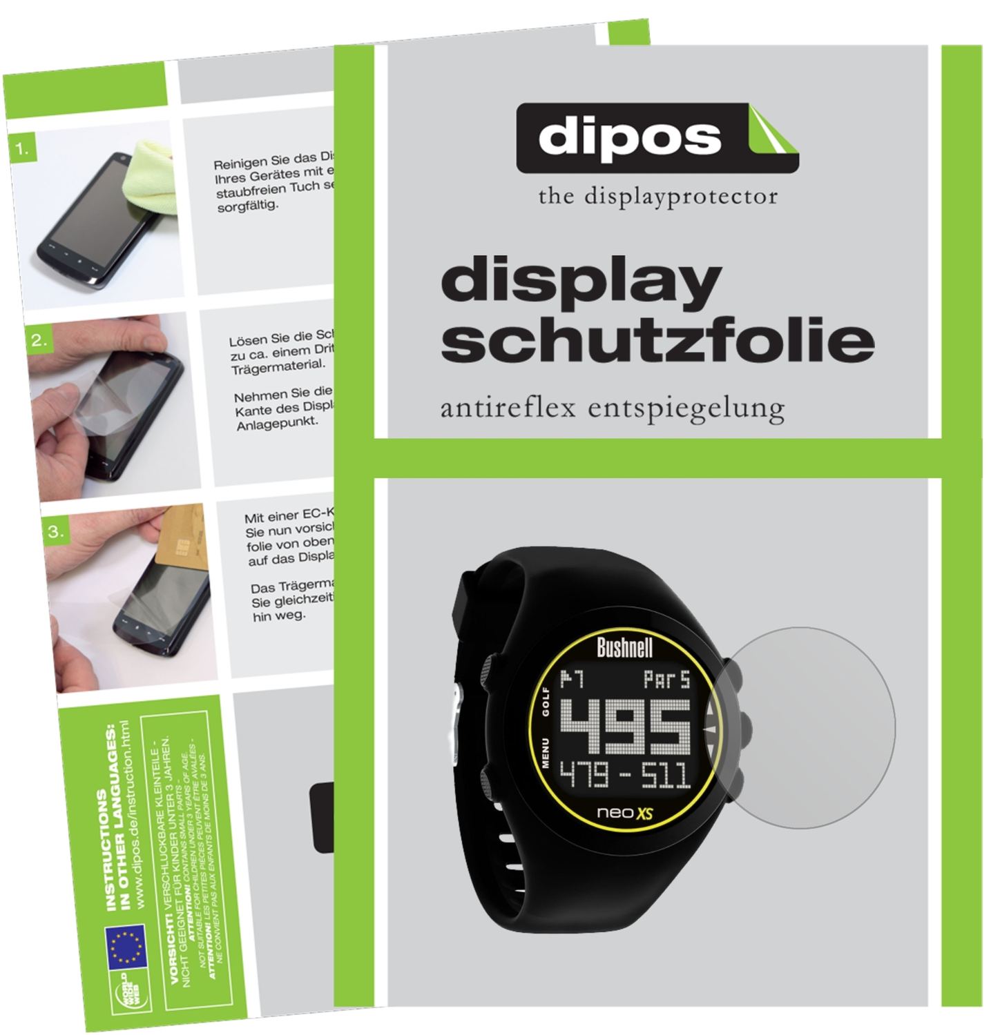 Matte Displayschutzfolie von dipos passend für Bushnell Neoxs, präziser Zuschnitt und blasenfrei montiert