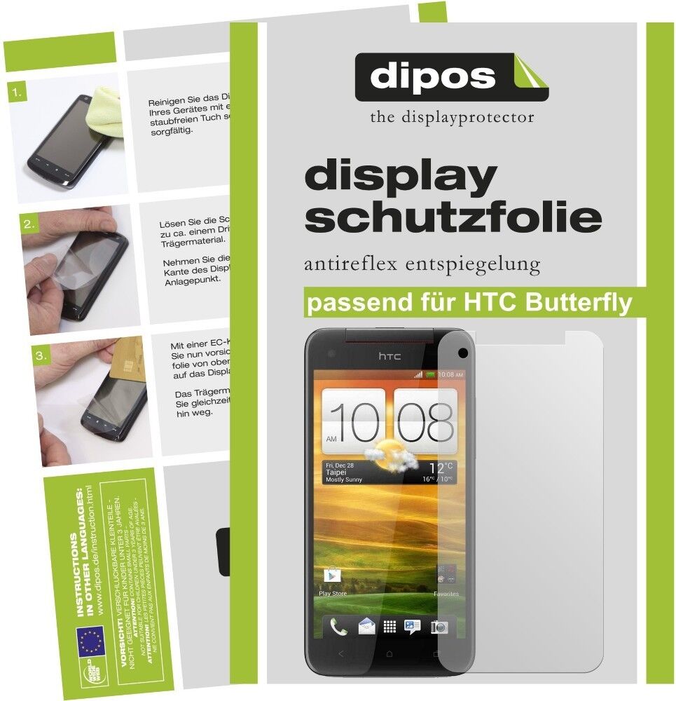 Matte Displayschutzfolie von dipos passend für Butterfly HTC, präziser Zuschnitt und blasenfrei montiert