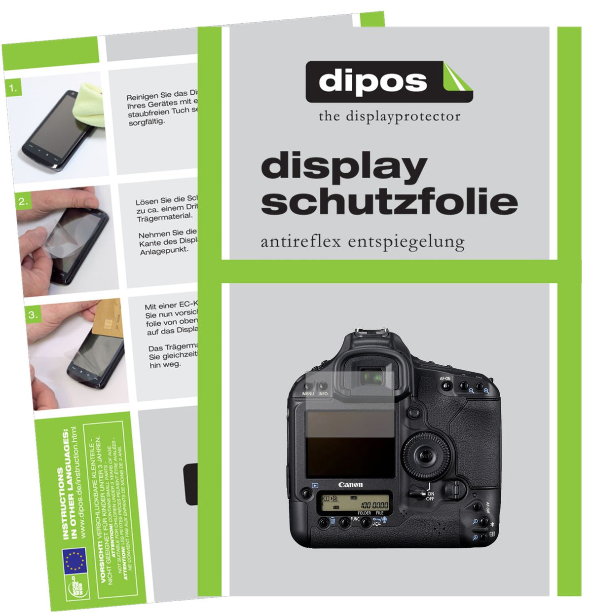 Matte Displayschutzfolie von dipos passend für Canon Eos 1D Mark IV, präziser Zuschnitt und blasenfrei montiert