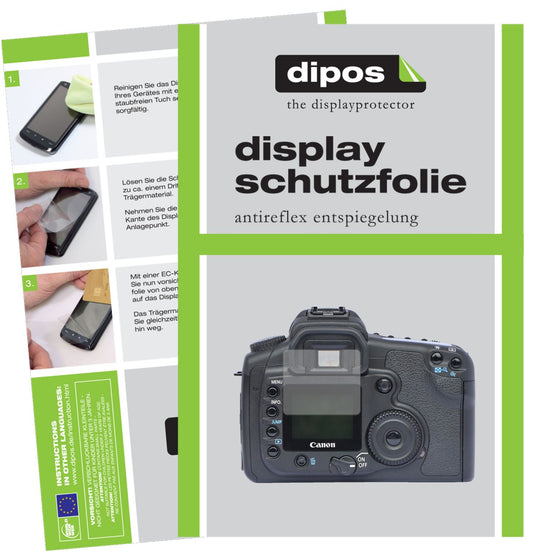 Matte Displayschutzfolie von dipos passend für Canon Eos 20D, präziser Zuschnitt und blasenfrei montiert