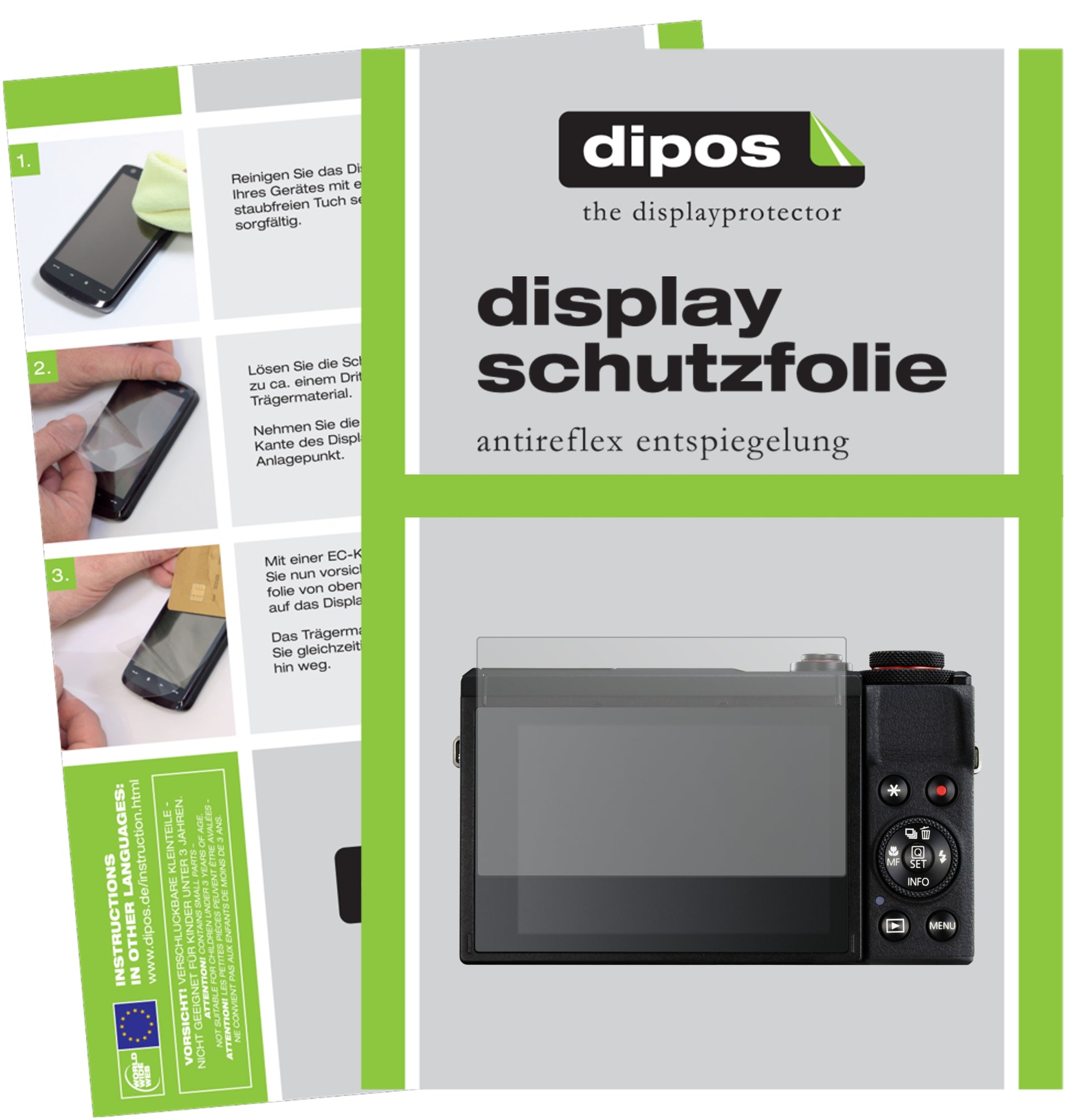 Matte Displayschutzfolie von dipos passend für Canon PowerShot G7X Mark III, präziser Zuschnitt und blasenfrei montiert