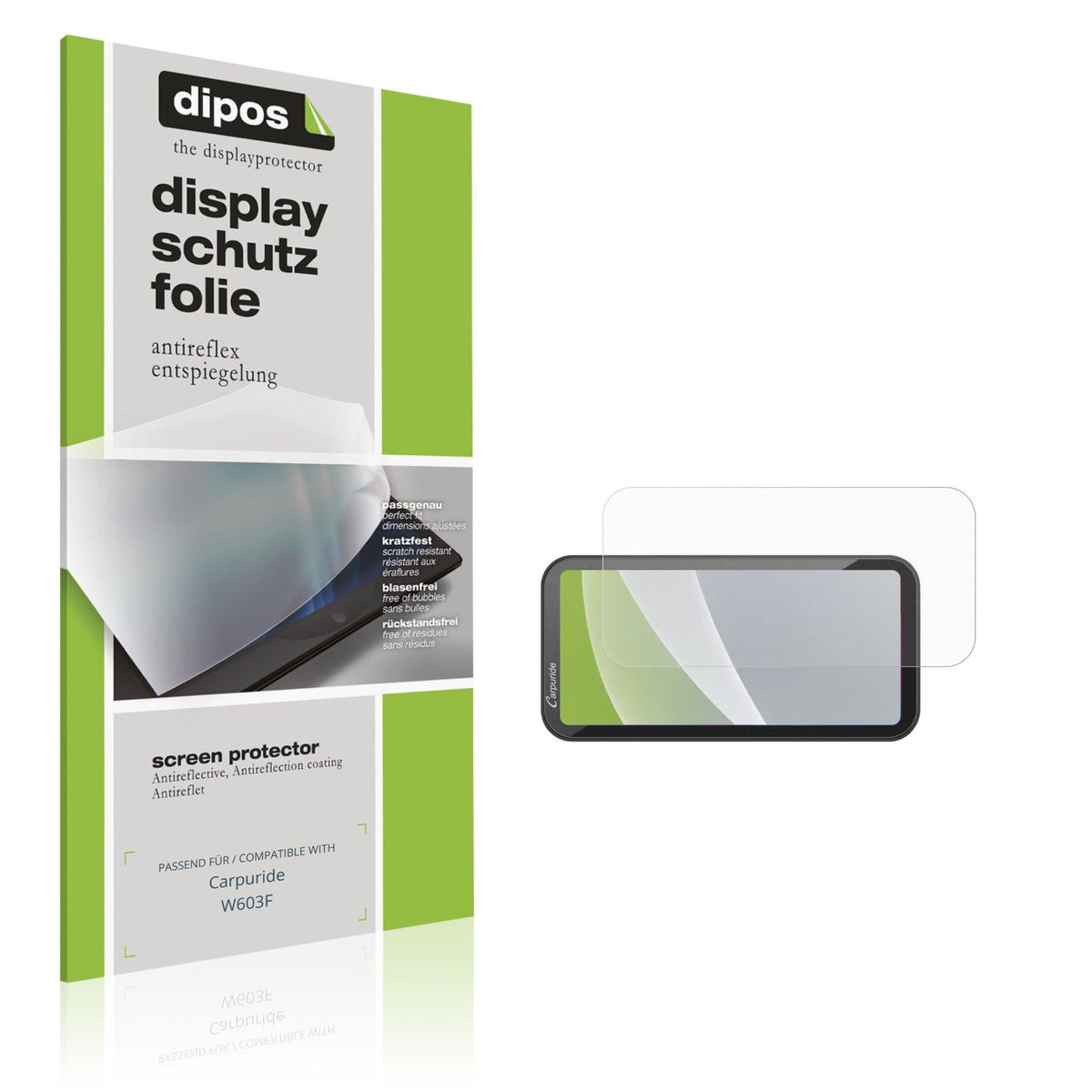Matte Displayschutzfolie von dipos passend für Carpuride W603F, präziser Zuschnitt und blasenfrei montiert