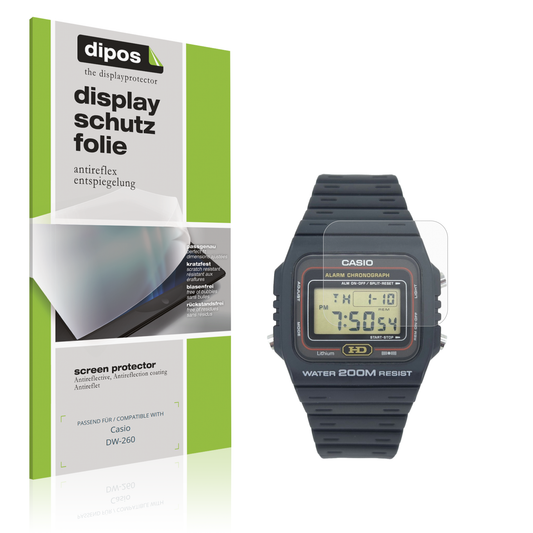 Matte Displayschutzfolie von dipos passend für Casio DW-260, präziser Zuschnitt und blasenfrei montiert